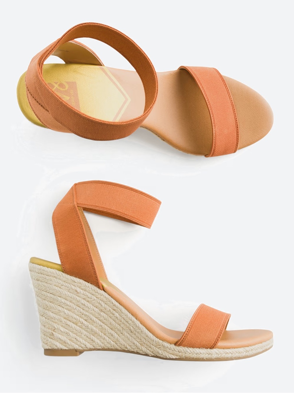 DV8 Praga Cognac Elastic Strap Espadrille Wedge Sandals Tan Brown Size 7 Boho